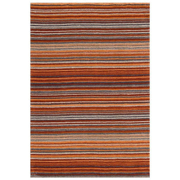 Carter Modern Stripe Hand Woven Wool Rust Orange/Grey/Beige Rug-Melrose-Rug Love - The Most Loved Rug Store